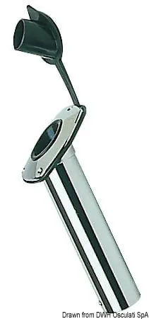 Angelrutenhalter z. Einbau Messing, verchromt 42mm Hochwertig