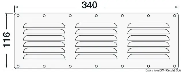 Finale Aktion Lüftungsgitter VA-Stahl, poliert 116×340 mm
