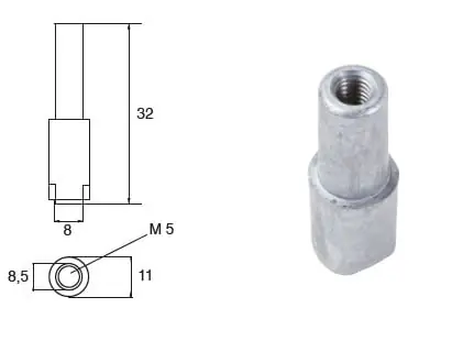 Anode aus Zink für Yamaha Mariner F9,9C/D/FT 9,9D/F15A Nur Für Kurze Zeit