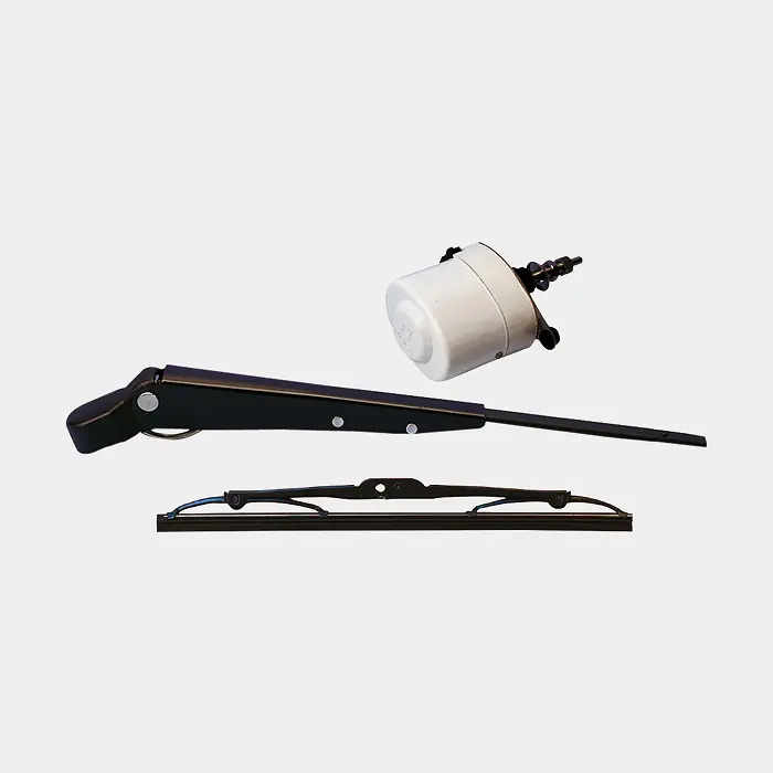 Komplettes Scheibenwischer-Set Roca Windscreen W5 Wiper Motor, 24 V, weiß/schwarz lackiert + Scheibenwischerarm 474 – 612 mm (18.7″ – 24″) + Scheibenwischerblatt 280 mm (11″) Gleich Bestellen