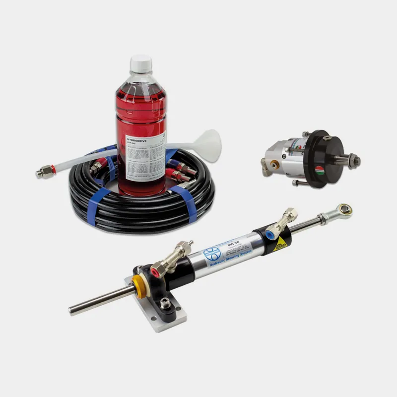 Expressversand Hydrauliksteuerungspaket Hydrodrive MU50TF-MRA, mit Ruder für Innenborder auf Booten bis zu 10 Meter (33 Fuß) + Steuerradpumpe + Hydraulikschlauch + Öl + Zylinder