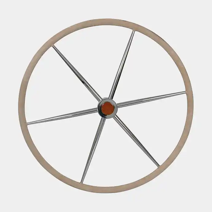 Steuerrad Segelboot Savoretti Amando T5P, flach, Edelstahl/Wildleder, Ø700 mm, passt für 3/4″ (19 mm) Lenksäule, beige/silber Beliebt