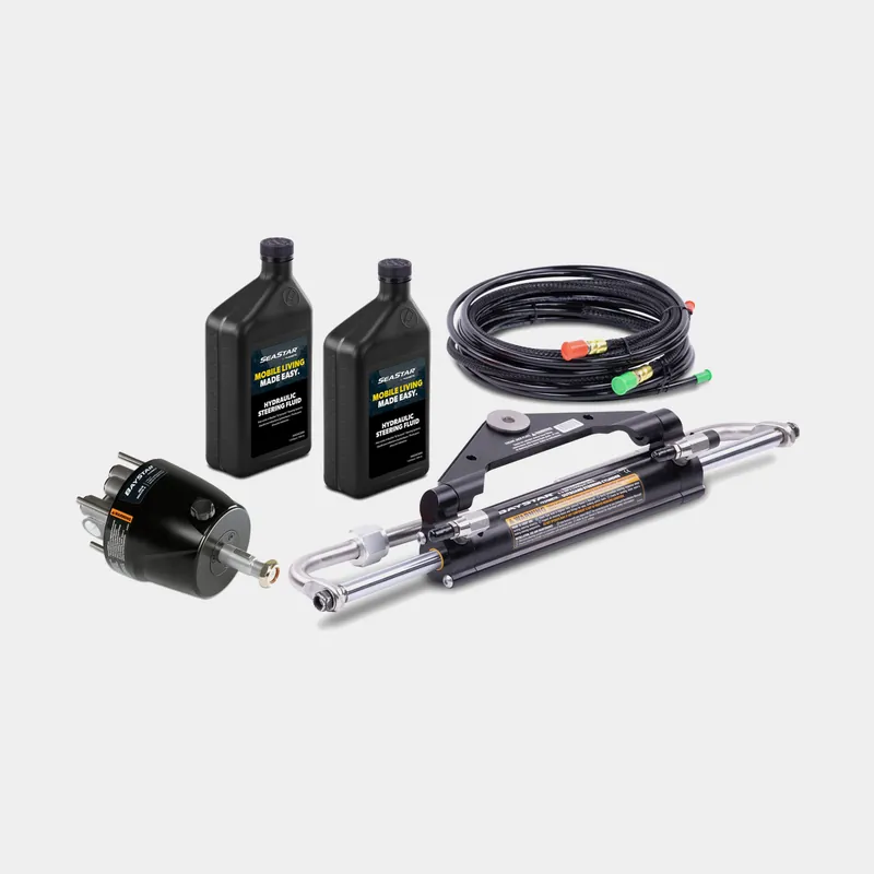 Hydrauliksteuerungspaket BayStar, für Außenborder bis 150 hk + Steuerradpumpe + Hydraulikschlauch + Öl + Zylinder HC4658-3 Expressversand