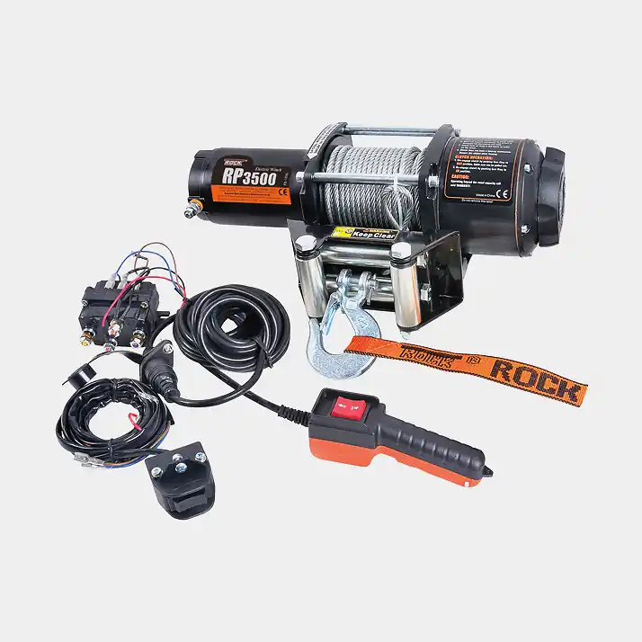 Anhängerwinde el Rock RP3500, 12V, 1589 kg + Bremse + Kontrolle + Drahtseil (Ø5.56 mm x 12.8 Meter) Sofort Bestellen