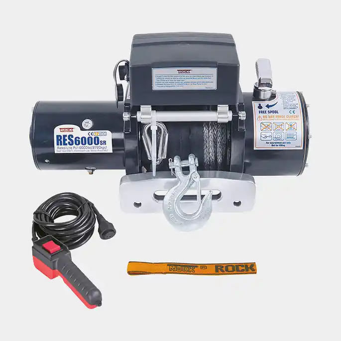Anhängerwinde el Rock RES6000, 12V, 2720 kg + Bremse + Steuerung + Band (7 mm x 24 Meter) Sale