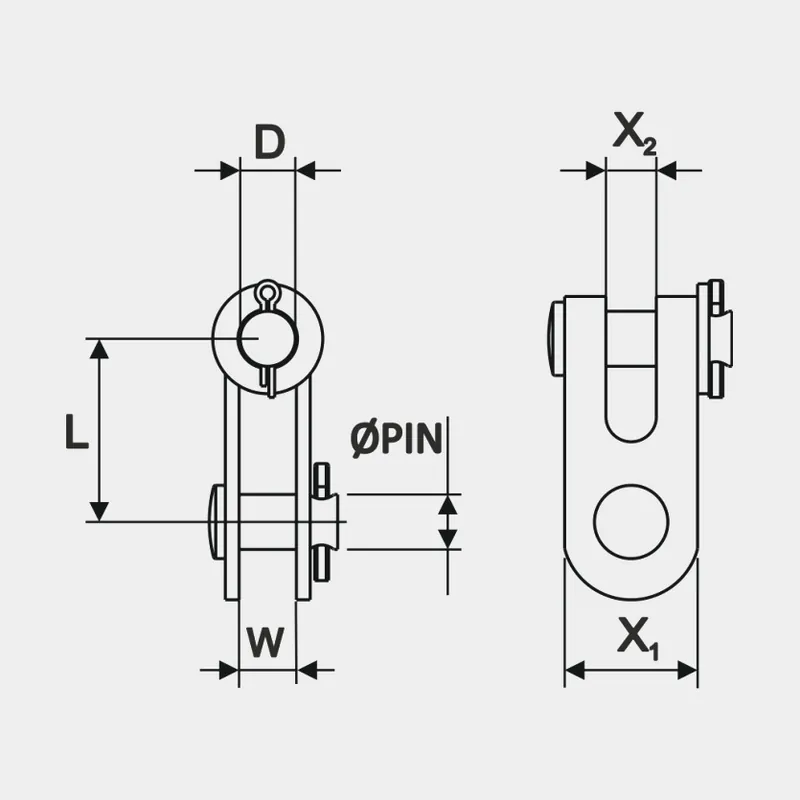 Günstig Toggel Seldén Ø8 mm, Gabel zu Gabel, Ø14/14 mm, 50 mm