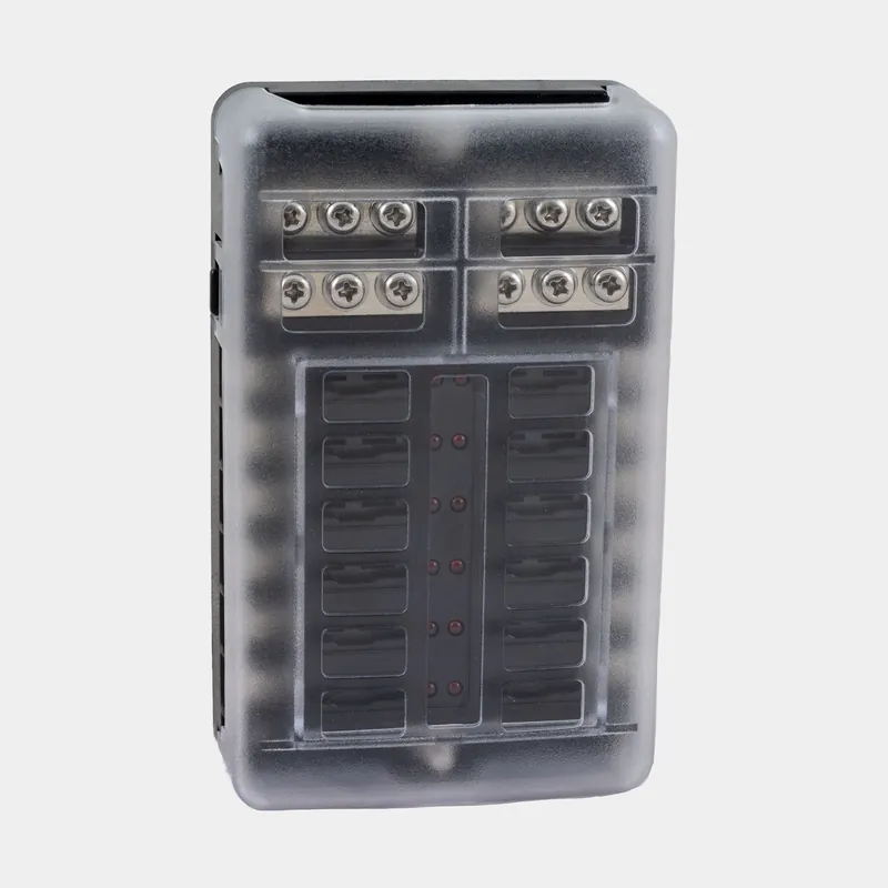 Top-Angebot Sicherungshalter Skyllermarks, für 12 Flachstecksicherungen, mit Erdungsklemme, M5 + M4, 32 V DC, 100 A