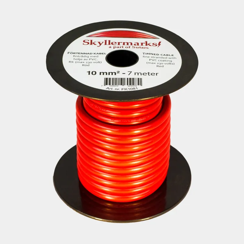 Verzinntes Kupferkabel Skyllermarks RK, rund, einadrig, 10 mm², 7 Meter, rot Hochwertig