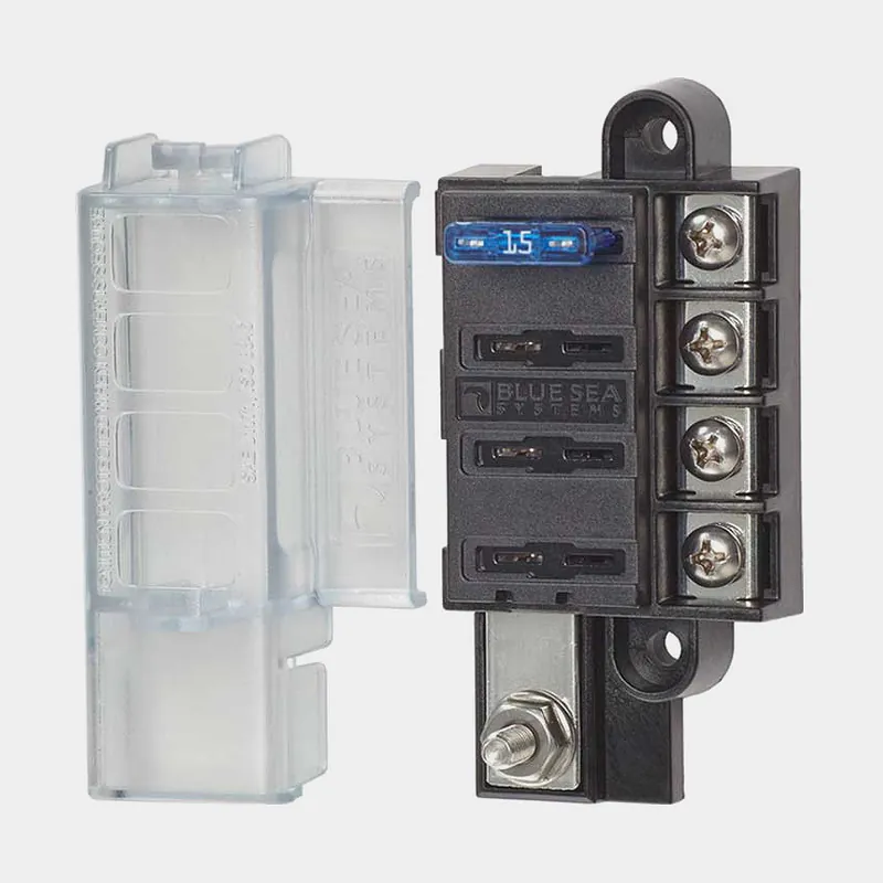 Sicherungshalter Blue Sea Systems ST Blade Compact Fuse Block, für 4 Flachstecksicherungen, M4 + M5, 32 V DC, 100 A Knallerangebot