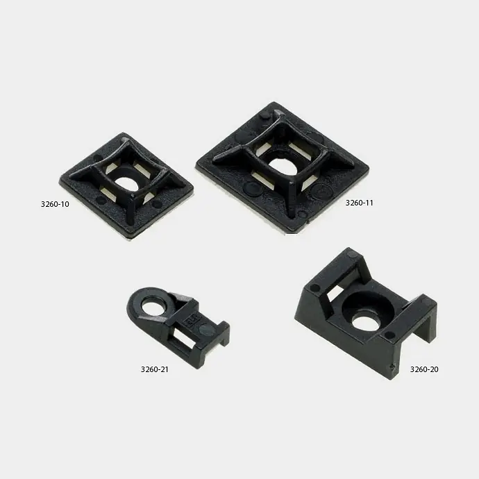Markenware Kabelbinderhalterung, für Schraubmontage, 22 x 16 mm, für Bänder bis 9 mm, 100er-Pack, schwarz