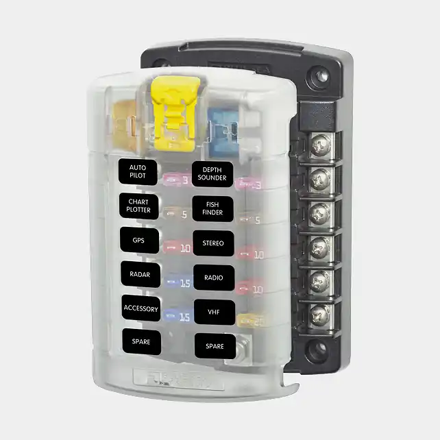 Jetzt Zugreifen Sicherungshalter Blue Sea Systems ST Blade Fuse Block, für 12 Flachstecksicherungen, M4 + M5, 32 V DC, 100 A