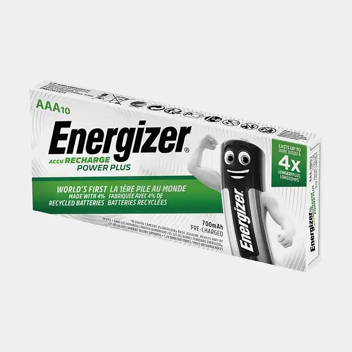 Wiederaufladbare AAA-Batterien Energizer Recharge Power Plus, 1.2 V, Nickelmetallhydrid (NiMH), 700 mAh, 10er-Pack Original