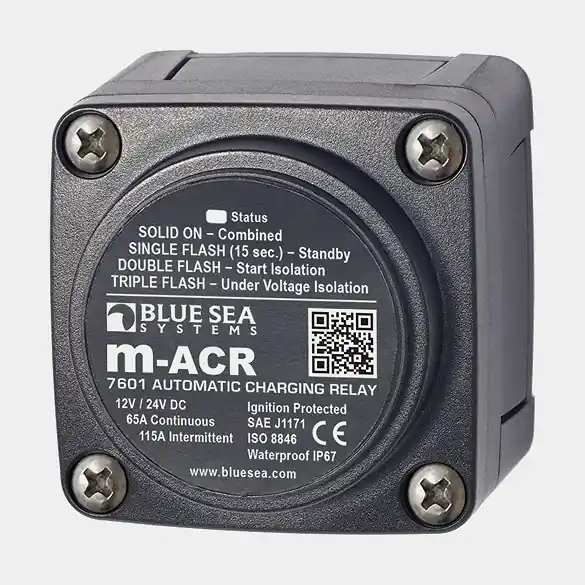 Kostenloser Rückversand Trennrelais Blue Sea Systems m-Series Automatic Charging Relay, 12 – 24 V, 65 A, mit Anschluss für 2 Batterien