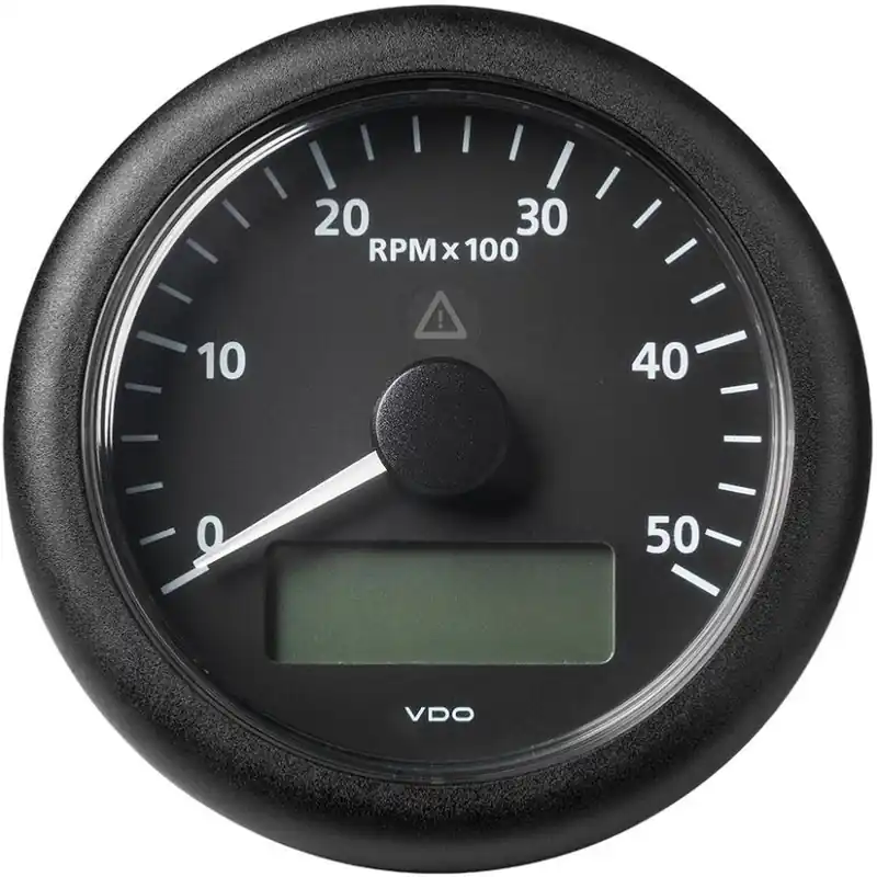 VDO ViewLine 85mm Drehzahlmesser mit LCD-Stundenzähler 5000 U/min Schwarz Kostenloser Rückversand