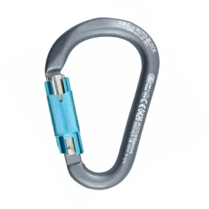 Alu-Karabiner HMS AUTO BLOCK / grau/weiß/azur Kostenloser Versand