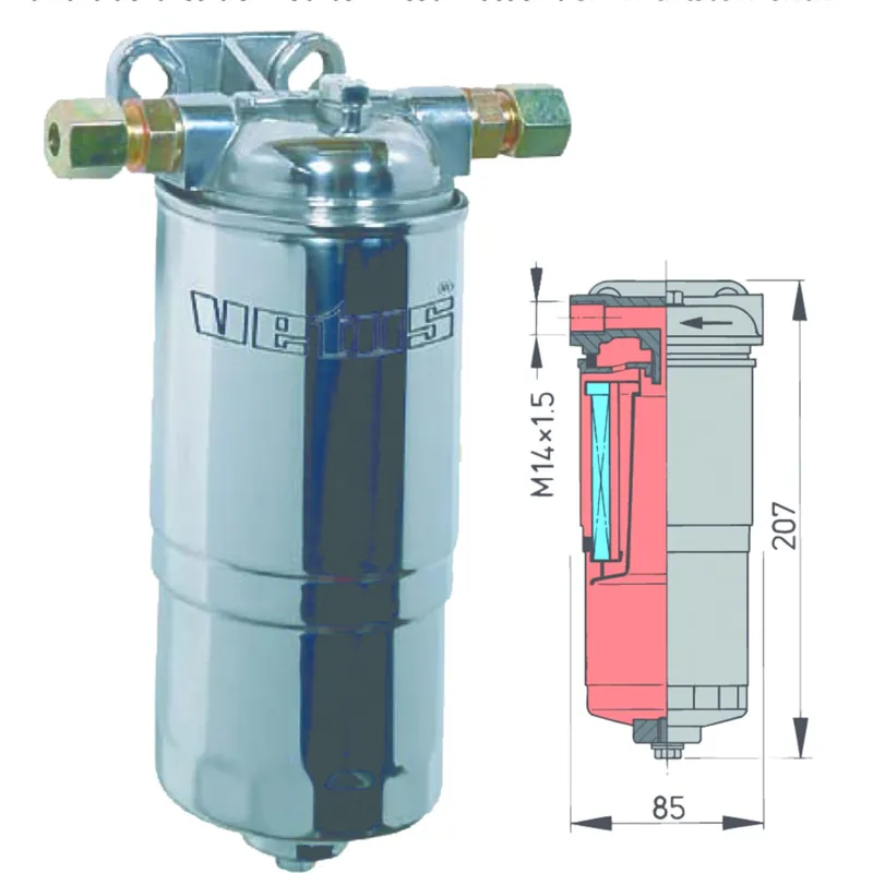 Preiswert VETUS Wasserabscheider Wärmeschutzschild 180 l/h, Kraftstofffilter ISO 1008 zertifiziert, für Benzin & Diesel
