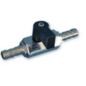 Billig Kraftstoffabsperrhahn manuell, Treibstoffventil, für 8-10 mm Schläuche, Messing verchromt, Hebel aus Nylon, geeignet für alle Kraftstoffarten