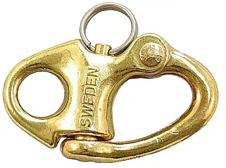 Sonderangebot Schnappschäkel Messing festes Auge 70mm